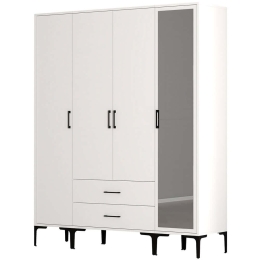 Ντουλάπα Τετράφυλλη Kumsal 845HCT5498 160x47,5x201,4cm White Τετράφυλλη