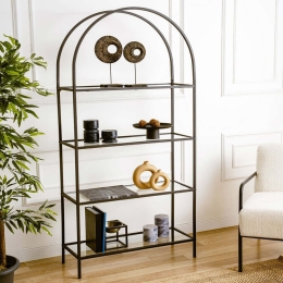Ραφιέρα Δαπέδου Mona 706CLN1167 80x30x175cm Black-Clear