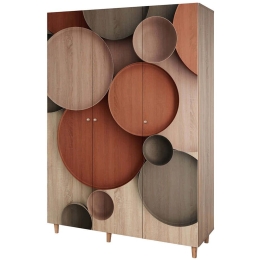Ντουλάπα Τρίφυλλη Lena 869VEL8666 135x52x192cm Multi Three Door