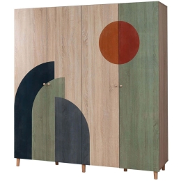 Ντουλάπα Τετράφυλλη Loni 869VEL8696 180x52x192cm Multi Τετράφυλλη
