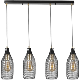 Φωτιστικό Οροφής - Ράγα Rio 941RTN1246 65x12x70cm 4xE27 40W Black Opviq