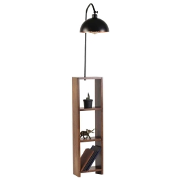 Φωτιστικό Δαπέδου Με Ραφάκια Stelo 941RTN1386 24x13x155cm 1xE27 40W Black-Walnut Opviq