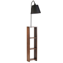 Φωτιστικό Δαπέδου Με Ραφάκια Stelo 941RTN1387 24x13x155cm E27 40W Black-Walnut Opviq