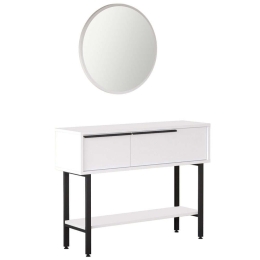 Κονσόλα Με Καθρέπτη 956LCS3486 100x29,5x76/60x1,8x60cm White-Black Μοριοσανίδα, Μέταλλο