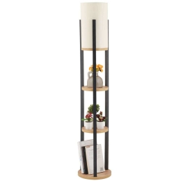 Φωτιστικό Δαπέδου Με Ραφάκια Circle Nora 390FLH2281 25x134cm E27 60W Natural-Black Opviq