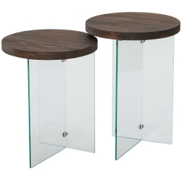 Τραπεζάκια Βοηθητικά Serenity (Σετ 2Τμχ) 552NOS2408 35x51/35x46cm Clear-Walnut