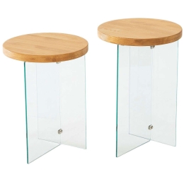 Τραπεζάκια Βοηθητικά Serenity (Σετ 2Τμχ) 552NOS2412 35x51/35x46cm Clear-Oak