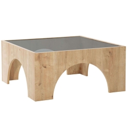 Τραπέζι Σαλονιού Seine 552NOS2419 80x80x35cm Dark Grey-Oak