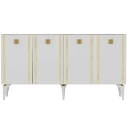 Μπουφές Doruk 475OLV2671 150x40x79cm White-Gold Μοριοσανίδα, Μελαμίνη