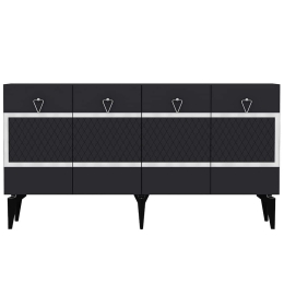 Μπουφές Ipek 475OLV2677 150x40x79cm Anthracite-Silver Μοριοσανίδα, Μελαμίνη