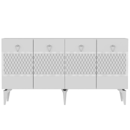 Μπουφές Ipek 475OLV2679 150x40x79cm White-Silver Μοριοσανίδα, Μελαμίνη