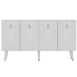 Μπουφές Isil 475OLV2683 150x40x80cm White-Silver Μοριοσανίδα, Μελαμίνη