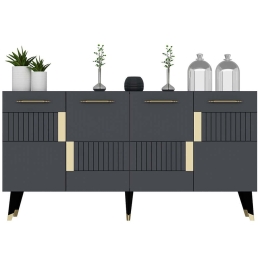 Μπουφές Moda 475OLV2684 150x40x79cm Anthracite-Gold Μοριοσανίδα, Μελαμίνη