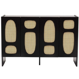 Μπουφές Simona 141HWR1117 120x40x80cm Black-Natural Μοριοσανίδα,Ξύλο