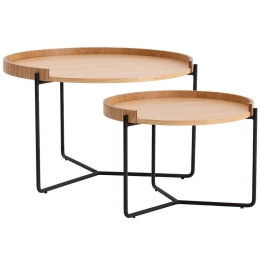 Ζιγκόν Mandy (Σετ 2Τμχ) 141HWR1145 80x80x51/60x60x41cm Natural-Black