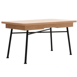 Τραπέζι Επεκτεινόμενο Nala 141HWR1154 160/198x90x77cm Natural-Black Μελαμίνη,Μέταλλο