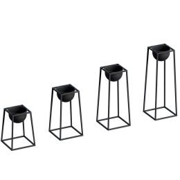 Κασπώ (Σετ 4Τμχ) 247HFM1164 22x22x30/22x22x40/22x22x50/22x22x60cm Black Aberto Design Μέταλλο