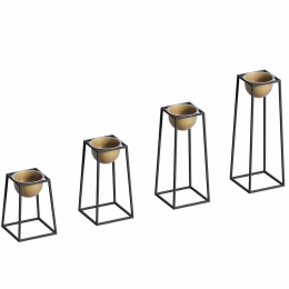 Κασπώ (Σετ 4Τμχ) 247HFM1165 22x22x30/22x22x40/22x22x50/22x22x60cm Black-Gold Aberto Design Μέταλλο