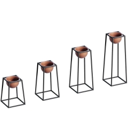 Κασπώ (Σετ 4Τμχ) 247HFM1166 22x22x30/22x22x40/22x22x50/22x22x60cm Black-Copper Aberto Design Μέταλλο