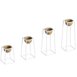 Κασπώ (Σετ 4Τμχ) 247HFM1167 22x22x30/22x22x40/22x22x50/22x22x60cm White-Gold Aberto Design Μέταλλο