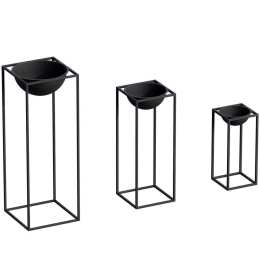 Κασπώ (Σετ 3Τμχ) 247HFM1168 28x28x80/22x22x60/17x17x40cm Black Aberto Design Μέταλλο