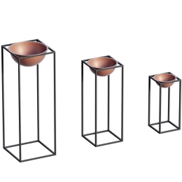 Κασπώ (Σετ 3Τμχ) 247HFM1170 28x28x80/22x22x60/17x17x40cm Black-Copper Aberto Design Μέταλλο