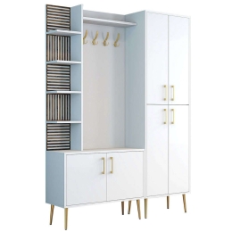 Έπιπλο Εισόδου Viyana 845HCT5525 150x35x202cm White-Gold Μοριοσανίδα, Μελαμίνη