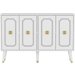 Μπουφές Roland 327ODS1229 120x30x80cm White-Gold Μοριοσανίδα, Μελαμίνη