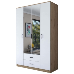 Ντουλάπα Τετράφυλλη 893RAN5406 140x51,5x210cm Oak-White Τετράφυλλη