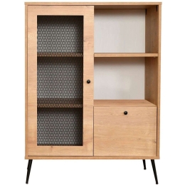 Ντουλάπι Wire 277WLN1169 90x41x110cm Oak-Black Μοριοσανίδα, Μέταλλο