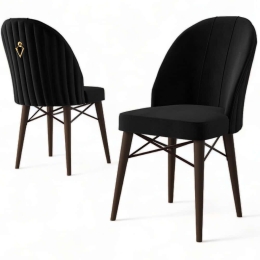 Καρέκλα Ritim Babyface (Σετ 4Τμχ) 240CHR1490 44x42x96cm Black-Brown Μέταλλο,Ύφασμα