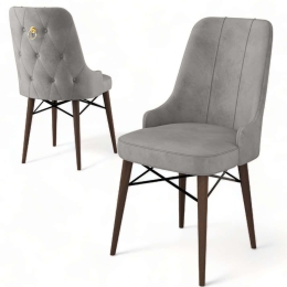 Καρέκλα Pare Babyface (Σετ 4Τμχ) 240CHR1534 46x46x94cm Grey-Brown Μέταλλο,Ύφασμα