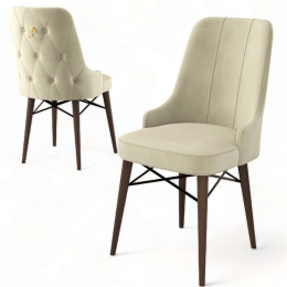 Καρέκλα Pare Babyface (Σετ 4Τμχ) 240CHR1535 46x46x94cm Cream-Brown Μέταλλο,Ύφασμα