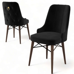 Καρέκλα Pare Babyface (Σετ 4Τμχ) 240CHR1536 46x46x94cm Black-Brown Μέταλλο,Ύφασμα