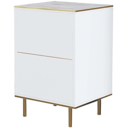 Κομοδίνο Imaj 382NRC1804 40x35x60cm Marble Effect White-Gold