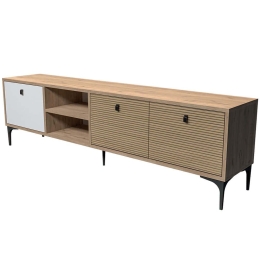 Έπιπλο Τηλεόρασης Vision 389MZA1182 180x35x45,5cm Oak-White