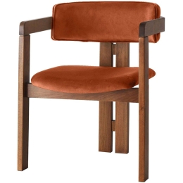 Πολυθρόνα 974NMB1753 58x49x76cm Walnut-Terracotta Βελούδο, Ξύλο