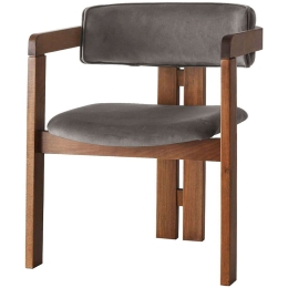 Πολυθρόνα 974NMB1754 58x49x76cm Walnut-Anthracite Βελούδο, Ξύλο