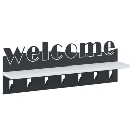 Κρεμάστρα Τοίχου 7 Θέσεων Welcome 855DTE5152 86x15,2x26,8cm Black-White Wallity Μοριοσανίδα, Μέταλλο