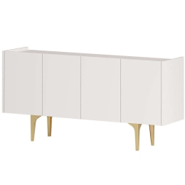 Μπουφές Albina 393MRD1506 150x40x75cm White-Gold Μοριοσανίδα, Μελαμίνη