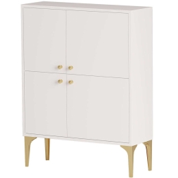 Μπουφές Celina 393MRD1510 90x35x115cm White-Gold Μοριοσανίδα, Μελαμίνη