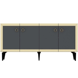 Μπουφές Ponny 475OLV2747 150x40x79cm Anthracite-Gold Μοριοσανίδα, Μελαμίνη
