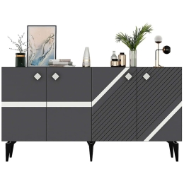 Μπουφές Iris 475OLV2756 150x40x79cm Anthracite-Silver Μοριοσανίδα, Μελαμίνη