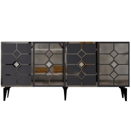 Μπουφές Irmak 475OLV2760 150x40x79cm Anthracite-Silver Μοριοσανίδα, Μελαμίνη