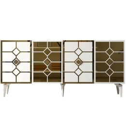 Μπουφές Irmak 475OLV2761 150x40x79cm White-Gold Μοριοσανίδα, Μελαμίνη