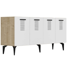 Μπουφές Asimo 475OLV2769 150x40x79cm Oak-White Μοριοσανίδα, Μελαμίνη