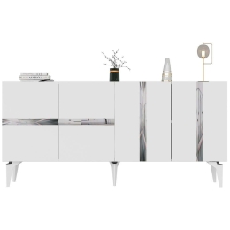 Μπουφές Vania 475OLV2774 150x40x79cm White-Silver Μοριοσανίδα, Μελαμίνη