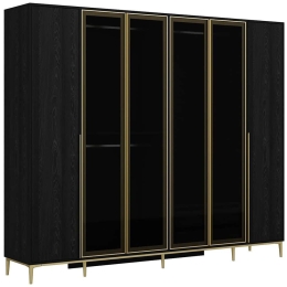Ντουλάπα Εξάφυλλη Elevate 506MNR3721 268x52x218cm Black Εξάφυλλη