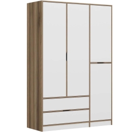 Ντουλάπα Τετράφυλλη Elina 506MNR3730 140x52x208cm Oak-White Τετράφυλλη