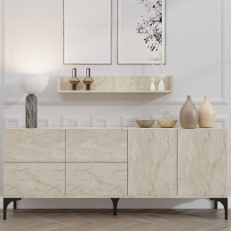 Μπουφές Με Ράφι Stella (Σετ 2Τμχ) 793ELG1814 180x40x55cm Beige